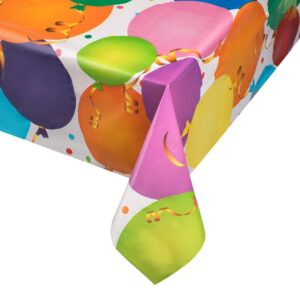 Fata de Masa din Plastic Alb cu Model Baloane Colorate 180x120cm