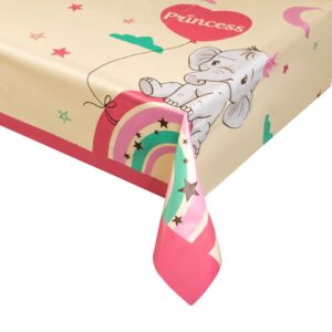 Fata de Masa din Plastic Elefant Curcubeu Printesa 120x180cm