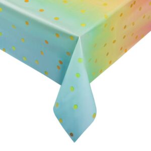 Fata de Masa din Plastic Ombre cu Buline din Folie Aurie 180x120cm