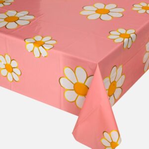 Fata de Masa din Plastic Roz cu Margarete 180x120cm