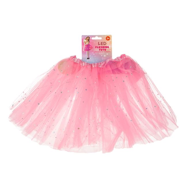 Fusta Tutu Tul Roz cu Stele Holografice Luna & LED Intermitent pentru Copii