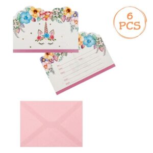 Invitatii Petrecere & Plicuri Unicorn Folie 6buc