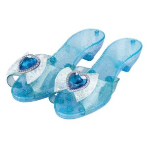Jucarie Pantofi pentru Copii Bleu cu Glitter Arigintiu & Funda cu Inima - 1 pereche