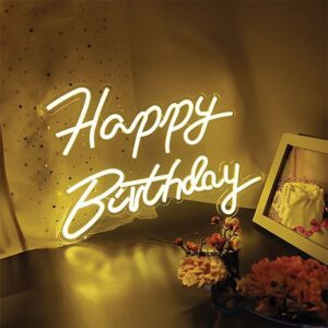 Lampa LED Neon Alb Cald "Happy Birthday" 40.8x29.5cm