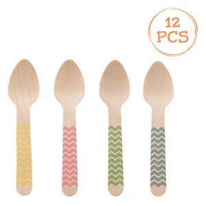 Lingurite Party de Lemn Colorate 11cm - 12buc