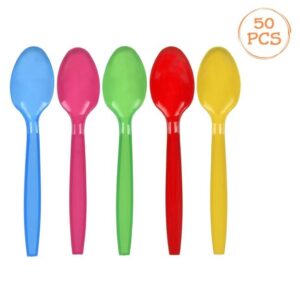 Lingurite Reutilizabile de Petrecere din Plastic de Diferite Culori 15,2cm - 50buc