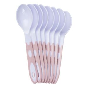 Lingurite Reutilizabile din Plastic Alb cu Maner Nude 18cm - 8buc