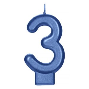 Lumanare Zi de Nastere Bleu Metalizat Nr.3
