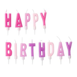 Lumanari Zi de Nastere Roz Lila Ficsia Happy Birthday - 13buc