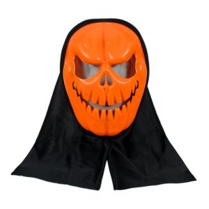Masca de Halloween Dovleac Portocaliu cu Dinti & Acoperire Neagra pentru Cap