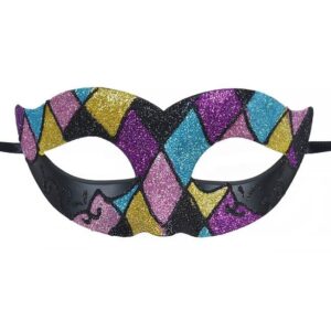 Masca Deghizare Carnaval Dama Neagra Romburi Color Glitter
