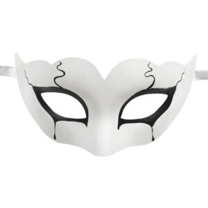 Masca Deghizare Carnaval Dama Polyresin Alba cu Detalii Negre