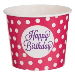 Pahar din Carton Snack Fucsia cu Buline "Happy Birthday" - 1.8L