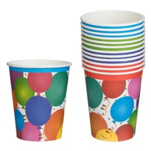 Pahare de Carton cu Model Colorat de Petrecere 240ml - 12buc
