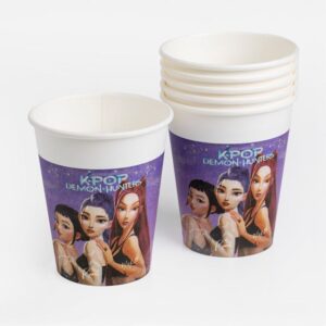 Pahare de Carton Lila cu Model K-POP Demon Hunters 200ml - 6buc