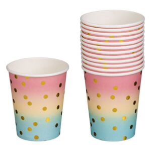 Pahare Party Ombre cu Model Buline din Folie Aurie 240ml - 12buc