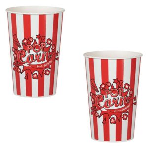 Pahare Rosii cu Dungi pentru Pop Corn 960ml - 2buc