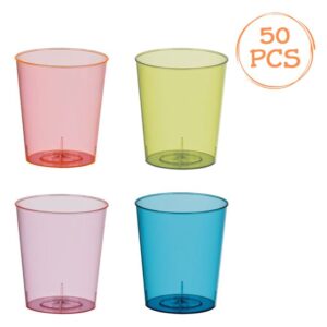 Pahare Shot Reutilizabile din Plastic 4 Culori Intense 60ml - 50buc