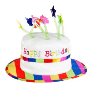 Palarie de Petrecere Tort cu 8 Lumanari Stele Colorate "Happy Birthday" Ø32.5x29cm
