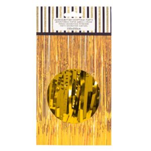 Perdea Decorativa cu Franjuri din Folie Aurie de Petrecere 1x2m