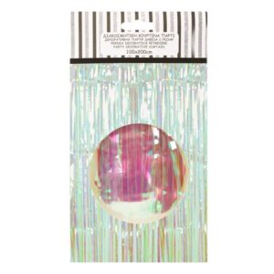 Perdea Decorativa cu Franjuri din Folie Holografica pentru Petrecere 1x2m