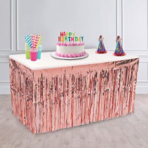 Perdea Decorativa Franjuri Roz Auriu pentru Masa de Petrecere 274x74cm