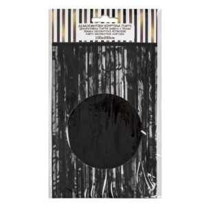Perdea Decorativa Neagra cu Franjuri din Folie de Petrecere 1x2m