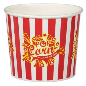 Recipient Rosu cu Dungi pentru Pop corn 1850ml