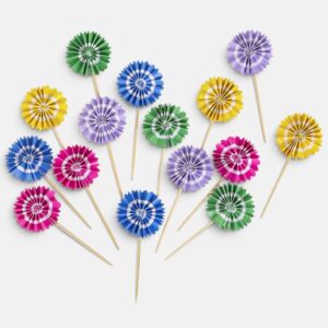 Scobitori Decorative pentru Petrecere din Bambus cu Evantaie Colorate 12cm - 15buc
