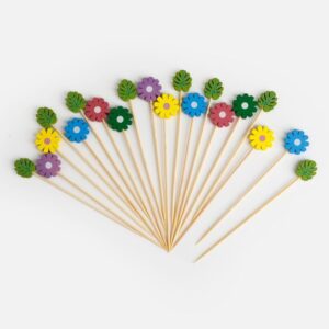 Scobitori Party din Bambus cu Margarete 11cm - 20buc