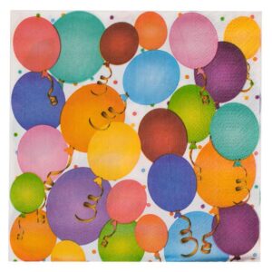 Servetele de Masa cu 2 Straturi Albe cu Model Baloane Colorate 33x33cm - 20buc