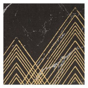 Servetele de Masa cu 2 Straturi Negre Marble cu Folie Aurie 33x33cm - 12buc