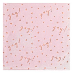 Servetele de Masa cu 2 Straturi Roz cu Folie Aurie 'Yay' 33x33cm - 12buc