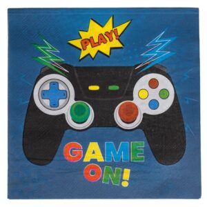 Servetele de Masa de Petrecere cu 2 Straturi Albastre Model Control ”Game On" 33x33cm - 12buc