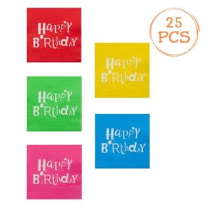 Servetele de Masa de Petrecere cu 2 Straturi Colorate Happy Birthday 33x33cm - 25buc