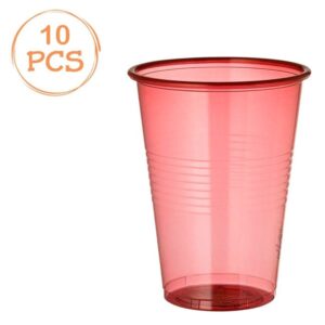 Set 10 Pahare din Plastic Transparent Rosu 480ml