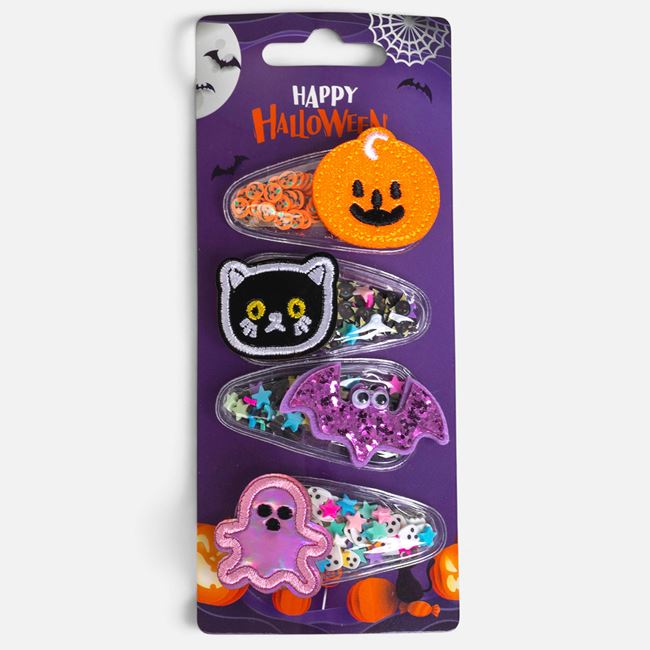 Set 4 Clame de Par cu Modele de Halloween & Confetti 6cm