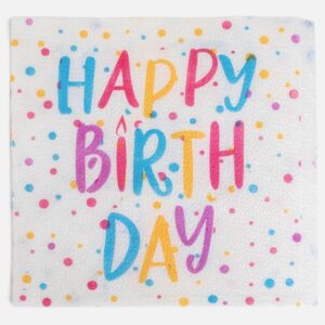 Set 80 Servetele de Petrecere cu 1 Strat Albe cu Baloane Happy Birthday 33x33cm