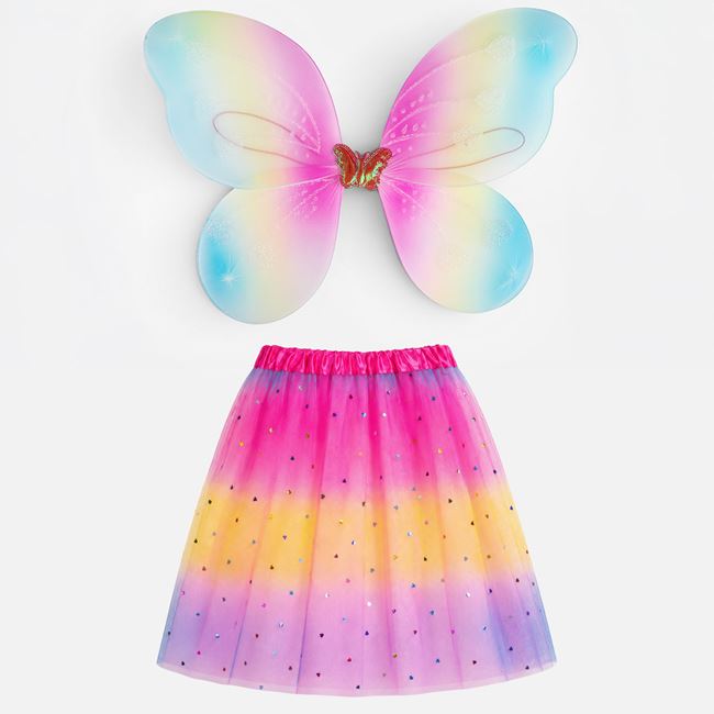 Set Aripi pentru Deghizare & Fusta Tutu Curcubeu Fluture