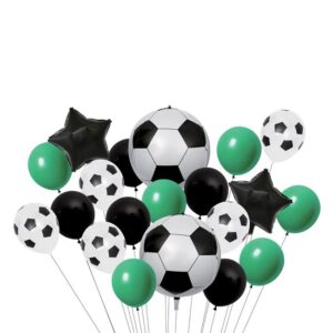 Set Baloane de Petrecere din Folie Alba Verde Fotbal - 20buc