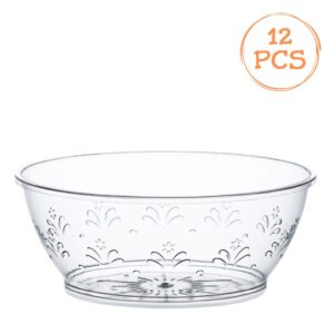 Set Boluri Reutilizabile din Plastic Transparent cu Model Flori 180ml - 12buc