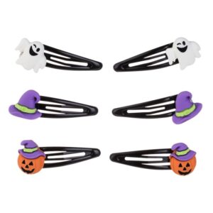 Set Clame Metalice Par Negre cu Fantoma Palarie Vrajitoare Dovleac 5cm - 6buc
