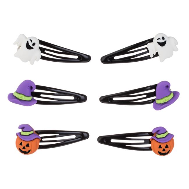 Set Clame Metalice Par Negre cu Fantoma Palarie Vrajitoare Dovleac 5cm - 6buc