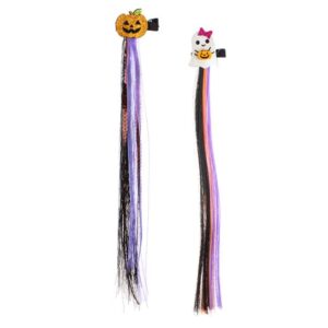 Set Clame Par Negre Dovleac Fantoma cu Suvite Colorate Tinsel Paiete Panglica - 2buc