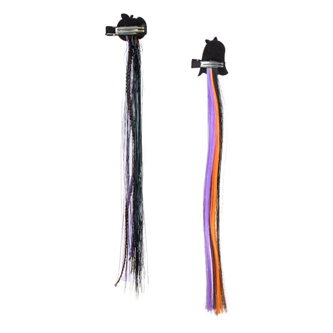 Set Clame Par Negre Dovleac Fantoma cu Suvite Colorate Tinsel Paiete Panglica - 2buc