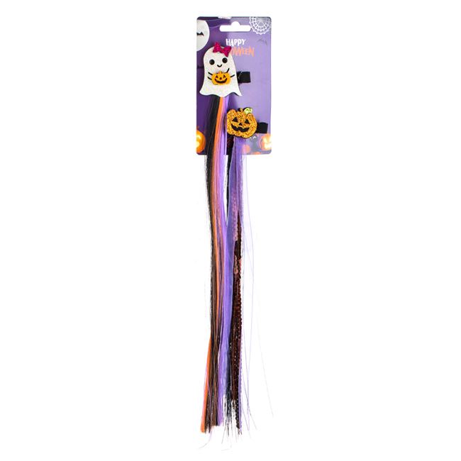 Set Clame Par Negre Dovleac Fantoma cu Suvite Colorate Tinsel Paiete Panglica - 2buc