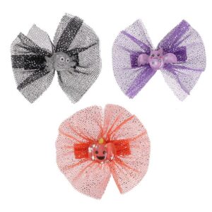 Set Clamite Par Fundite cu Tul Paianjen Dovleac Liliac & Glitter de Halloween 7cm
