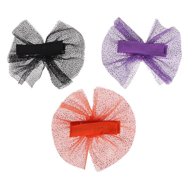 Set Clamite Par Fundite cu Tul Paianjen Dovleac Liliac & Glitter de Halloween 7cm