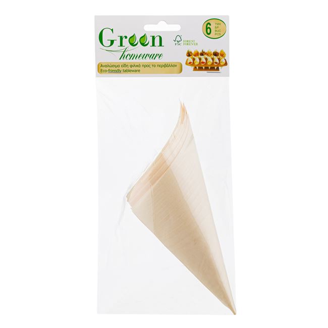 Set Conuri din Lemn pentru Aperitive 18cm - 6buc