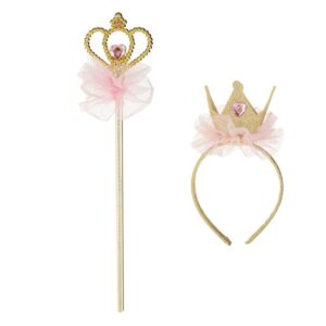 Set Coronita Par cu Coroana Aurie Glitter Roz Tul & Bagheta